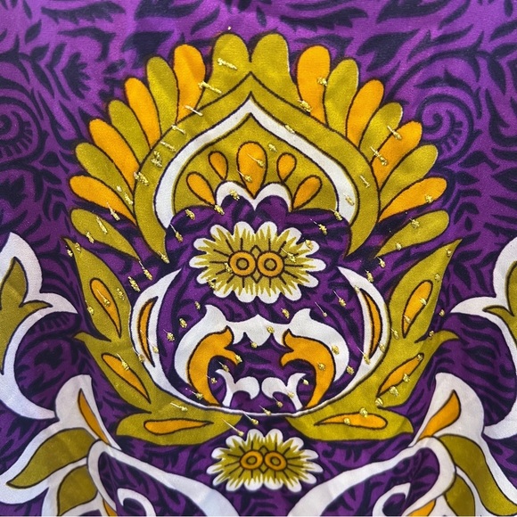 Kaftan Maxi One Size Classics Woman's House Dress Purple Gold - Picture 8 of 11